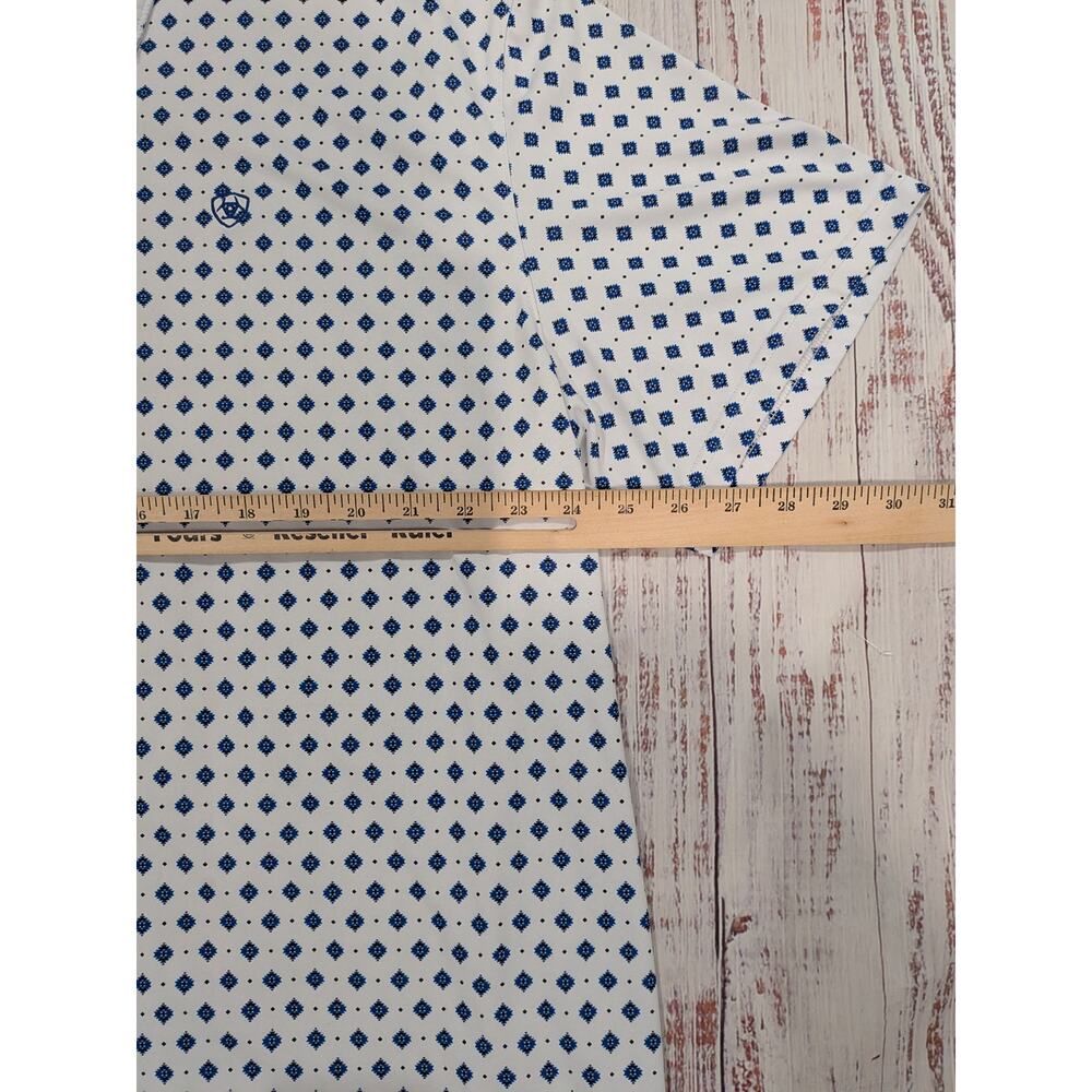 Ariat Tek Performance Polo Mens XXL White Navy Aztec Print GUC - Picture 10 of 10